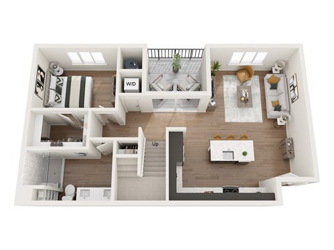 Floor plan for 1 bed, 1 bath, 1187 sqft